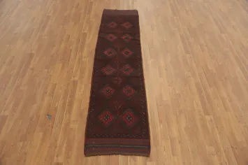 Geometric Wool Balouch Afghan Runner Rug 2x9
