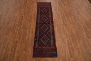 Red & Blue Wool Balouch Handmade Runner Rug 2x8