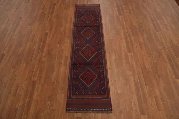 Geometric Wool Balouch Oriental Runner Rug 2x8