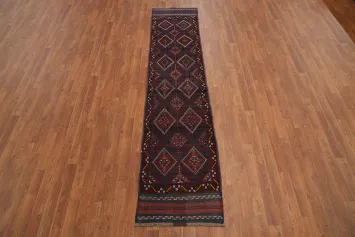Geometric Red Balouch Afghan Runner Rug 2x9