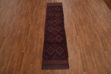 Geometric Wool Balouch Afghan Runner Rug 2x8