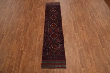 Geometric Wool Balouch Afghan Runner Rug 2x8