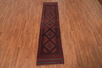 Red & Blue Tribal Balouch Oriental Runner Rug 2x8