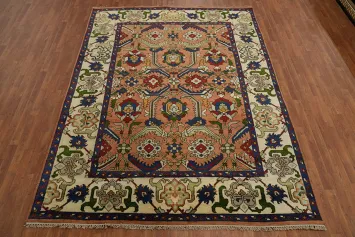 Orange Wool Oushak Room Size Area Rug 8x10