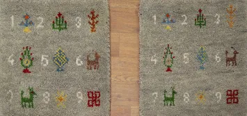 Set of 2 Handcrafted Wool Gabbeh Accent Rug 1x1