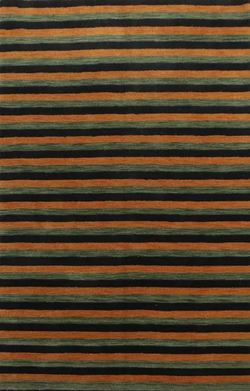 Striped Wool Moroccan Contemporary Area Rug 6x8