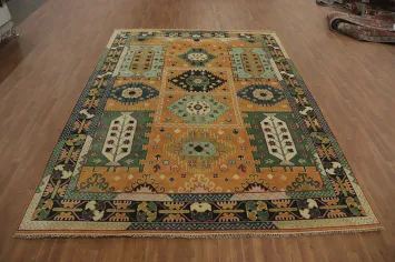 Geometric Wool Kazak Large Area Rug 9x12