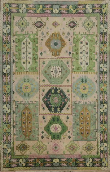 Exquisite Kazak Area Rug 9x12 Featuring Symmetrical Medallion Display