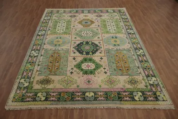 Exquisite Kazak Area Rug 9x12 Featuring Symmetrical Medallion Display