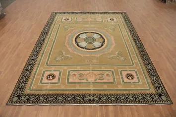Vegetable Dye Aubusson Large Area Rug 9x12