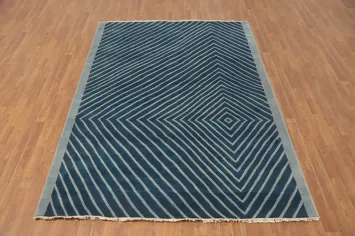 Vegetable Dye Blue Gabbeh Living Room Area Rug 6x8