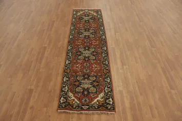 Geometric Heriz Serapi Wool Runner Rug 3x10