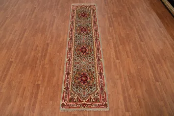 Light Blue Heriz Serapi Wool Runner Rug 3x10