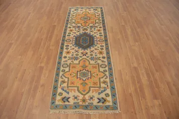 Geometric Kazak Indian Runner Rug 3x8