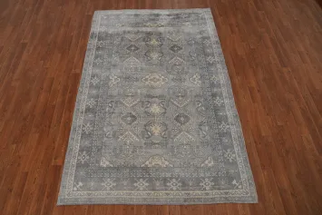 Gray Geometric Oushak Handmade Area Rug 5x8