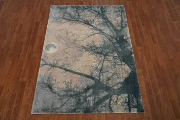 Nature Print Modern Abstract Handmade Rug 4x6