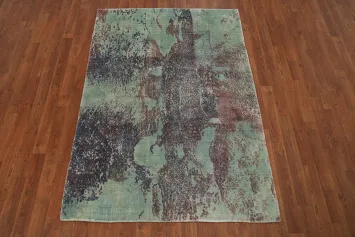 Green Handmade Abstract Modern Rug 4x6