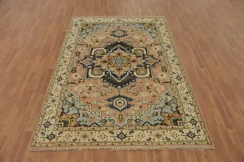 Geometric Heriz Serapi Room Size Area Rug 6x9