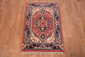 Bold Geometric Medallion Heriz Serapi Accent Rug 2x3