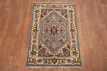 Rustic Heriz Serapi Accent Rug 2x3 with Intricate Borders
