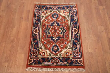 Handcrafted Heriz Serapi Accent Rug 2x3 with Vivid Color Palette