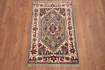 Gray Wool Geometric Heriz Serapi Accent Rug 2x3