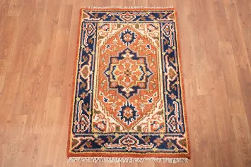 Elegant Wool Heriz Serapi Accent Rug 2x3 with Intricate Designs
