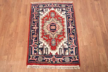 Geometric Red Heriz Serapi Foyer Rug 2x3