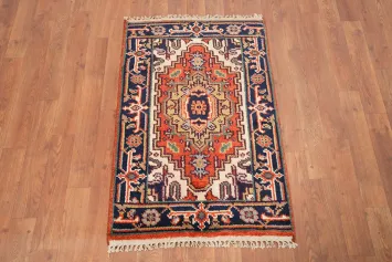 Orange Wool Heriz Serapi Foyer Rug 2x3