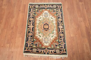 Ivory Wool Geometric Heriz Serapi Foyer Rug 2x3
