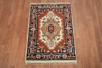 Ivory Wool Heriz Serapi Foyer Rug 2x3