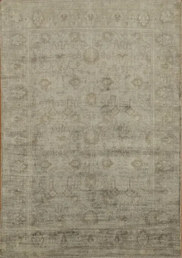 Distressed Look Traditional Patterned Grey Area Rug 6x8