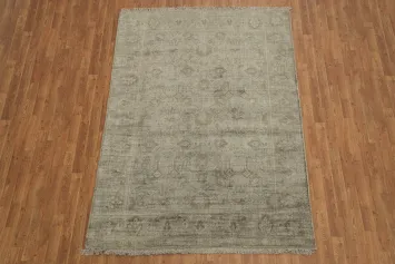 Distressed Look Traditional Patterned Grey Area Rug 6x8