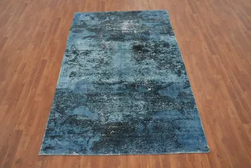 Blue Modern Abstract Area Rug 5x8