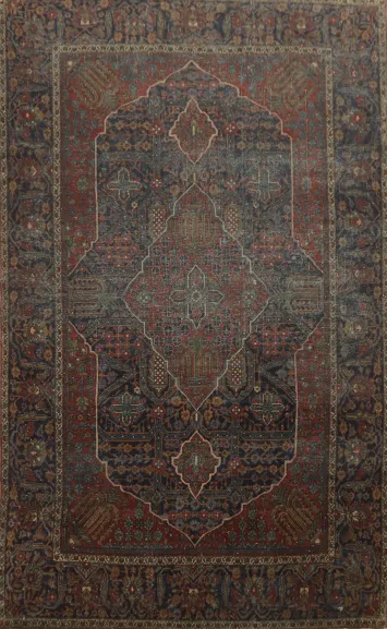 Pre-1900 Antique Vegetable Dye Kashan Persian Rug 4x6