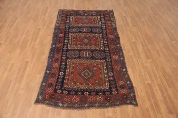 Pre-1900 Antique Kazak Vegetable Dye Area Rug 5x9