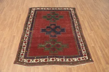 Pre-1900 Antique Kazak Vegetable Dye Rug 5x7
