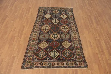 Pre-1900 Antique Kazak Vegetable Dye Rug 4x7