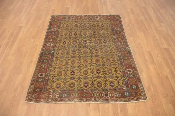 Pre-1900 Antique Kazak Vegetable Dye Rug 4x5