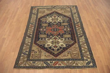 Pre-1900 Antique Shirvan Vegetable Dye Rug 4x5
