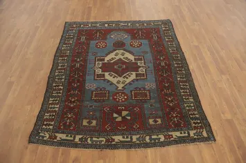 Pre-1900 Antique Kazak Vegetable Dye Rug 5x6
