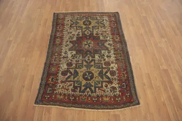 Pre-1900 Antique Kazak Vegetable Dye Rug 3x5
