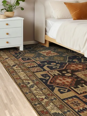 Pre-1900 Antique Kazak Vegetable Dye Area Rug 5x11