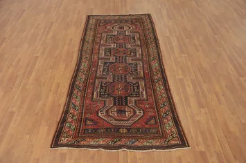 Pre-1900 Antique Kazak Vegetable Dye Runner Rug 4x9