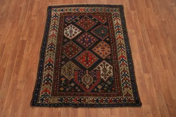 Pre-1900 Antique Vegetable Dye Kazak Oriental Rug 4x5