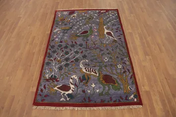 Animals Design Purple Ziegler Oriental Rug 4x6