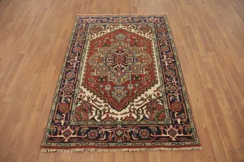 Geometric Heriz Serapi Oriental Rug 4x6
