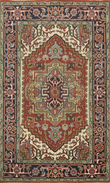 Geometric Heriz Serapi Oriental Rug 4x6