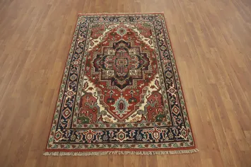 Geometric Heriz Serapi Oriental Rug 4x6