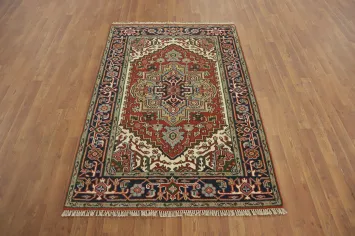 Geometric Heriz Serapi Oriental Rug 4x6